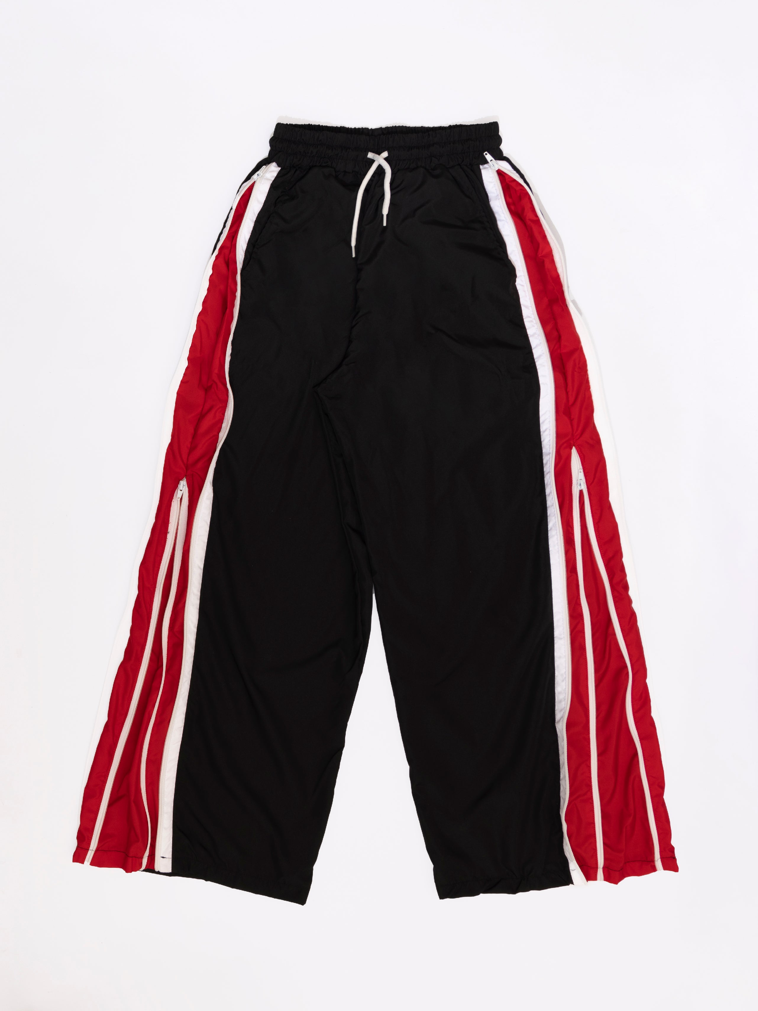 BAGGY BLACK/RED JOGGERS WITH ZIPPERS